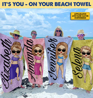 La plage vous appelle, profitez de la fête ! Serviette de plage personnalisée Bestie ! Cadeau pour les meilleures amies, les meilleures amies et les sœurs