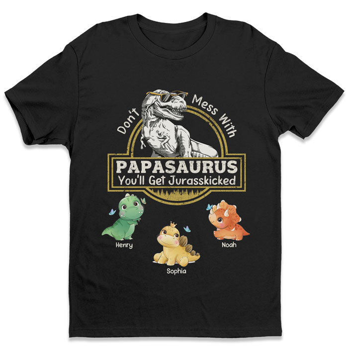 Ne plaisante pas avec notre papa - T-shirt unisexe personnalisé, sweat à capuche, sweat-shirt - Cadeau d'anniversaire pour papa, grand-père
