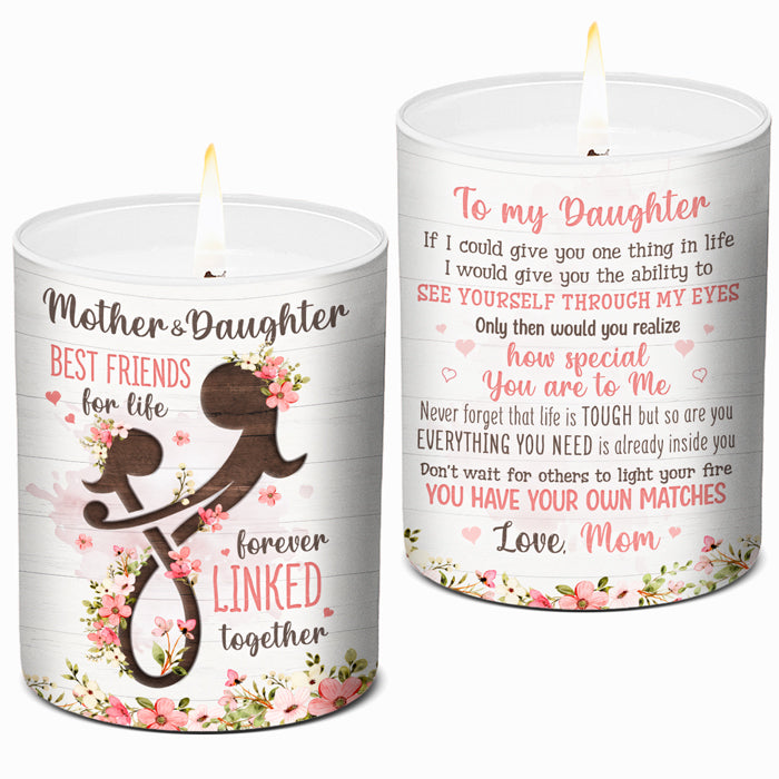 Mère et fille, meilleures amies pour la vie - Bougie parfumée sans fumée personnalisée pour la famille - Cadeau pour fille de la part de la mère