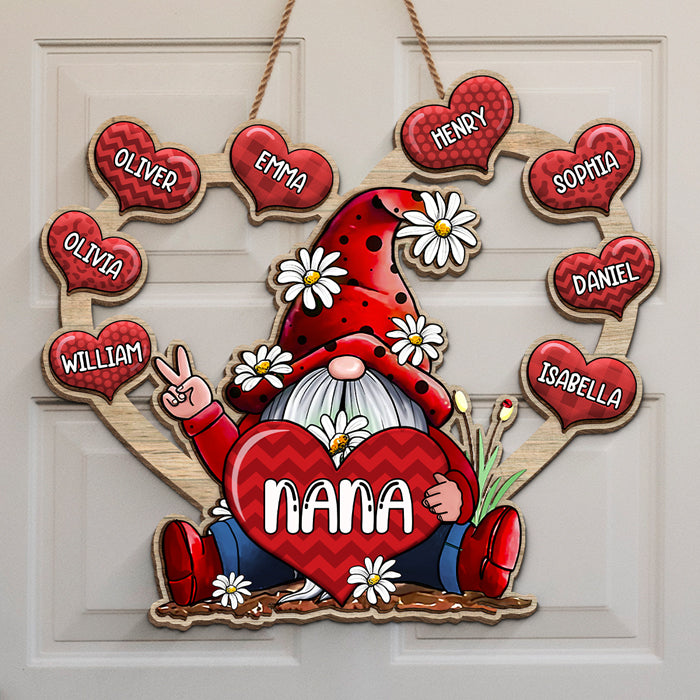 Grand-mère et ses amoureux - Panneau en bois personnalisé pour décoration d'intérieur - Cadeau de pendaison de crémaillère pour grand-mère