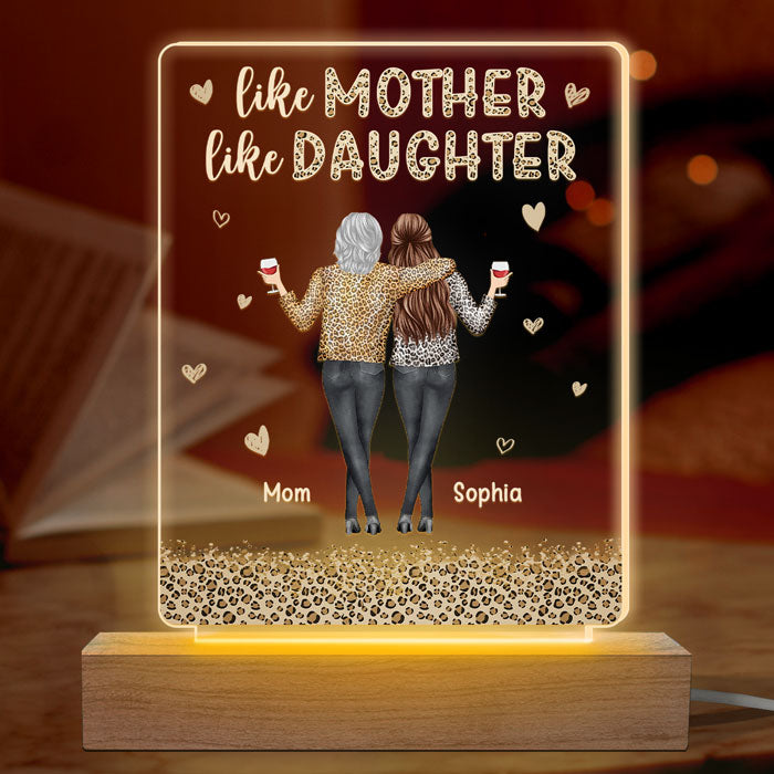 D'abord notre mère, toujours notre amie - Lampe LED 3D rectangulaire personnalisée pour la famille - Cadeau d'anniversaire et de fête des mères pour maman