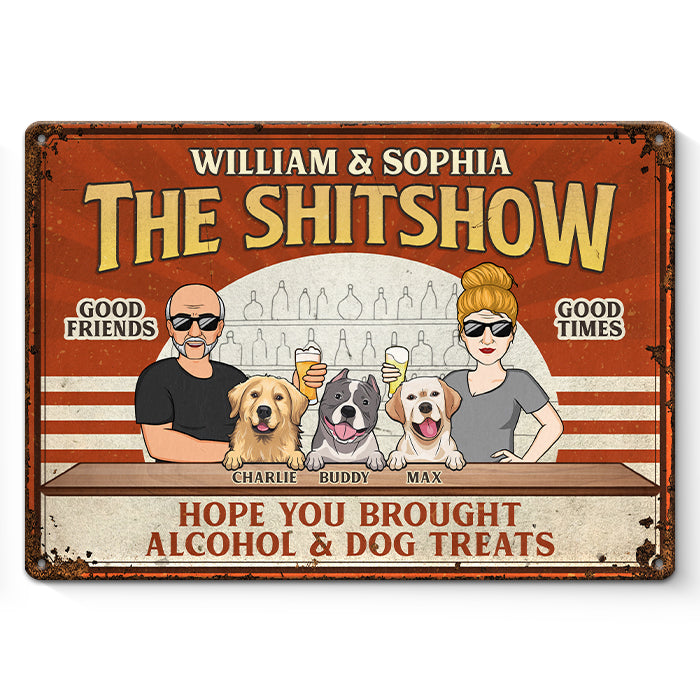 Bienvenue au spectacle spécial - Plaque en métal personnalisée pour chien - Cadeau de pendaison de crémaillère pour les propriétaires et les amoureux des animaux