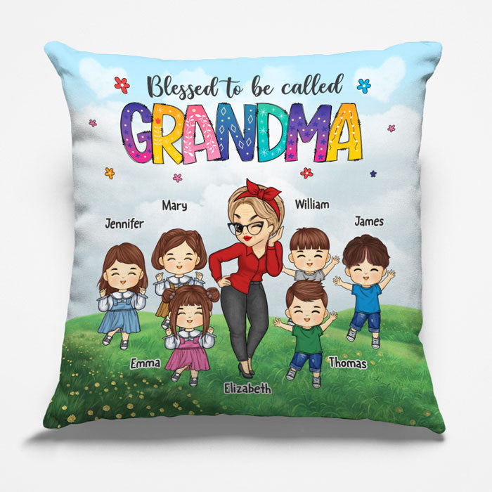 Heureux d'être appelé grand-mère - Coussin personnalisé pour la famille - Cadeau de fête des mères et d'anniversaire pour grand-mère