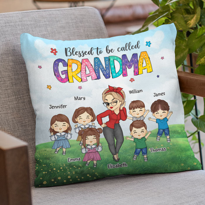 Heureux d'être appelé grand-mère - Coussin personnalisé pour la famille - Cadeau de fête des mères et d'anniversaire pour grand-mère