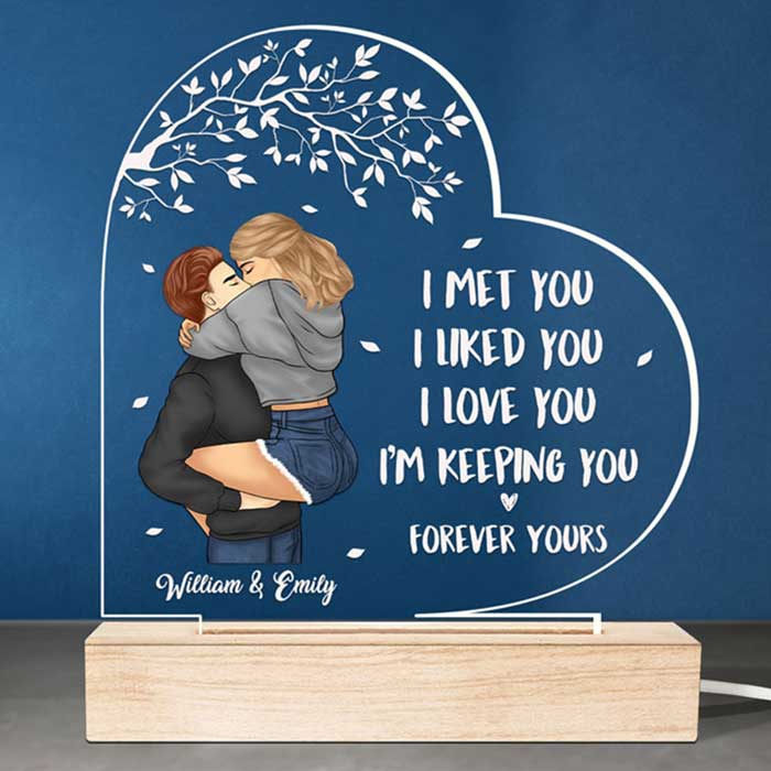Je t'aime et je suis à toi pour toujours - Lampe LED 3D personnalisée en forme de cœur pour couple - Cadeau pour mari et femme, anniversaire