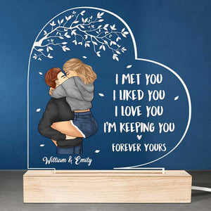 Je t'aime et je suis à toi pour toujours - Lampe LED 3D personnalisée en forme de cœur pour couple - Cadeau pour mari et femme, anniversaire