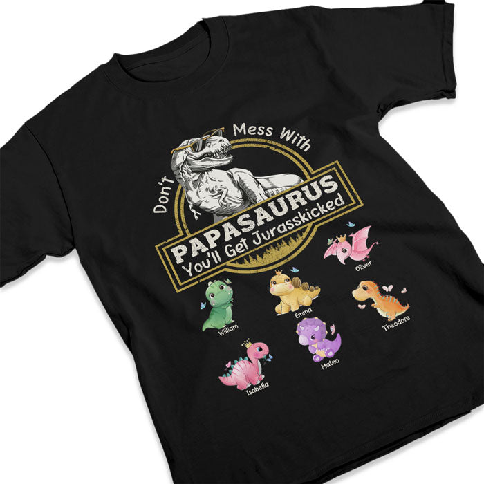 Ne plaisante pas avec notre papa - T-shirt unisexe personnalisé, sweat à capuche, sweat-shirt - Cadeau d'anniversaire pour papa, grand-père