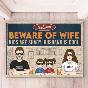 Attention à votre femme, les enfants sont louches ! Tapis décoratif personnalisé pour la famille ! Cadeau pour les membres de la famille