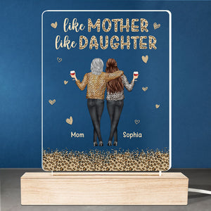 D'abord notre mère, toujours notre amie - Lampe LED 3D rectangulaire personnalisée pour la famille - Cadeau d'anniversaire et de fête des mères pour maman