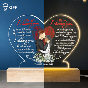 Je te choisirais dans cent vies - Couple personnalisé en forme de cœur 3D LED lumière - Cadeau pour mari femme, anniversaire