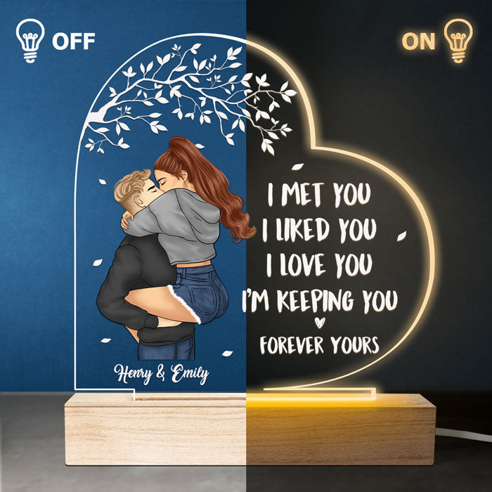 Je t'aime et je suis à toi pour toujours - Lampe LED 3D personnalisée en forme de cœur pour couple - Cadeau pour mari et femme, anniversaire
