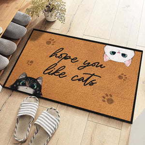 J'espère que vous aimez nos adorables chats - Tapis décoratif personnalisé pour chat - Cadeau pour les propriétaires d'animaux et les amoureux des animaux
