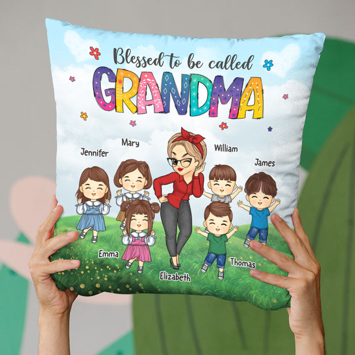 Heureux d'être appelé grand-mère - Coussin personnalisé pour la famille - Cadeau de fête des mères et d'anniversaire pour grand-mère
