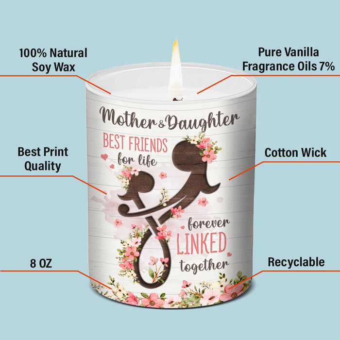 Mère et fille, meilleures amies pour la vie - Bougie parfumée sans fumée personnalisée pour la famille - Cadeau pour fille de la part de la mère