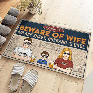 Attention à votre femme, les enfants sont louches ! Tapis décoratif personnalisé pour la famille ! Cadeau pour les membres de la famille