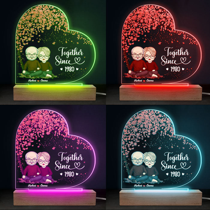 Je suis à toi ensemble depuis - Couple personnalisé en forme de cœur 3D LED lumière - Cadeau pour mari femme, anniversaire