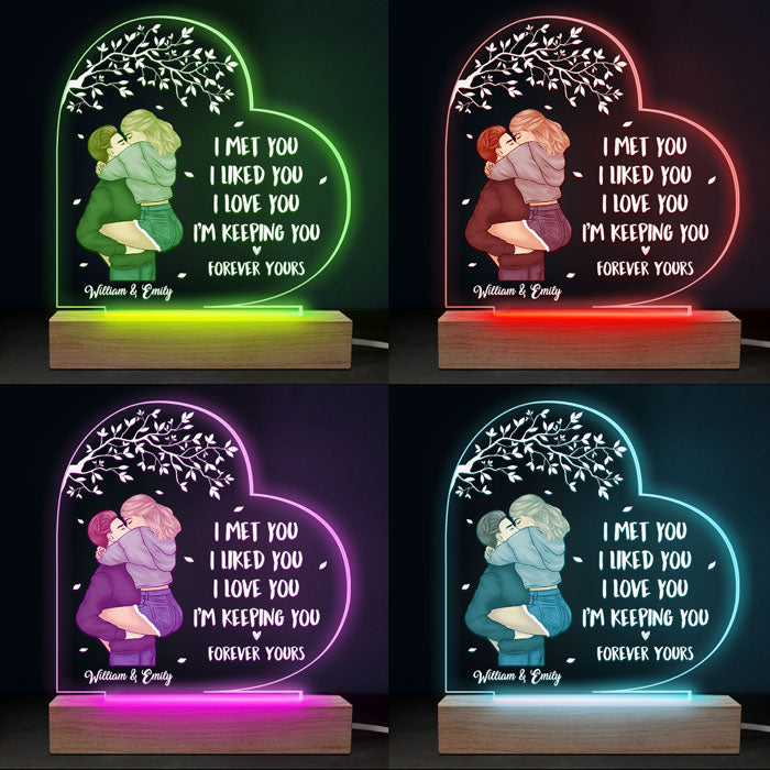 Je t'aime et je suis à toi pour toujours - Lampe LED 3D personnalisée en forme de cœur pour couple - Cadeau pour mari et femme, anniversaire