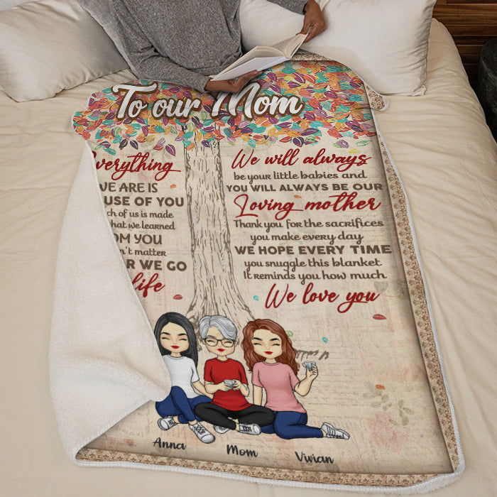 Nous serons toujours vos petits bébés - Couverture personnalisée pour la famille - Cadeau de fête des mères, d'anniversaire pour maman de la part de sa fille