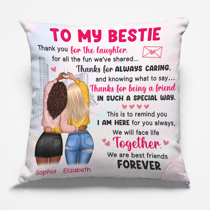 Nous affronterons la vie ensemble - Oreiller personnalisé Bestie - Cadeau pour meilleures amies, BFF, sœurs