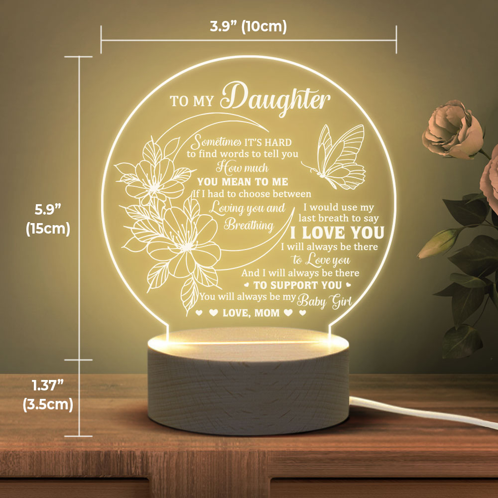 Utilisez mon dernier souffle pour dire « Je t'aime » - Lampe de nuit en acrylique - À ma fille, cadeau pour fille, cadeau de maman pour fille, cadeau d'anniversaire pour fille, cadeau de Noël