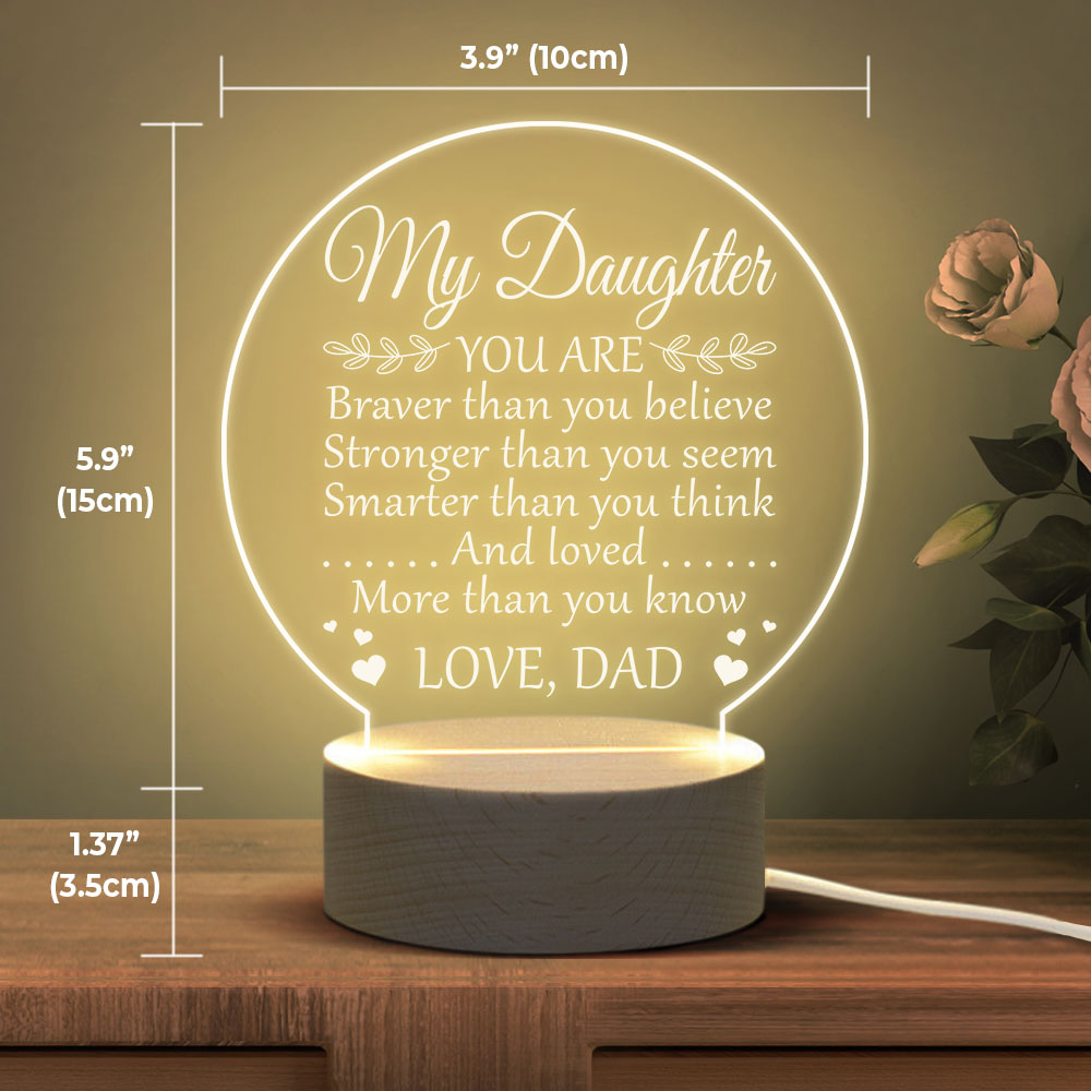 Tu es plus courageuse que tu ne le crois - Lampe de nuit en acrylique - À ma fille, cadeau pour fille, cadeau de papa pour fille, cadeau d'anniversaire pour fille, cadeau de Noël