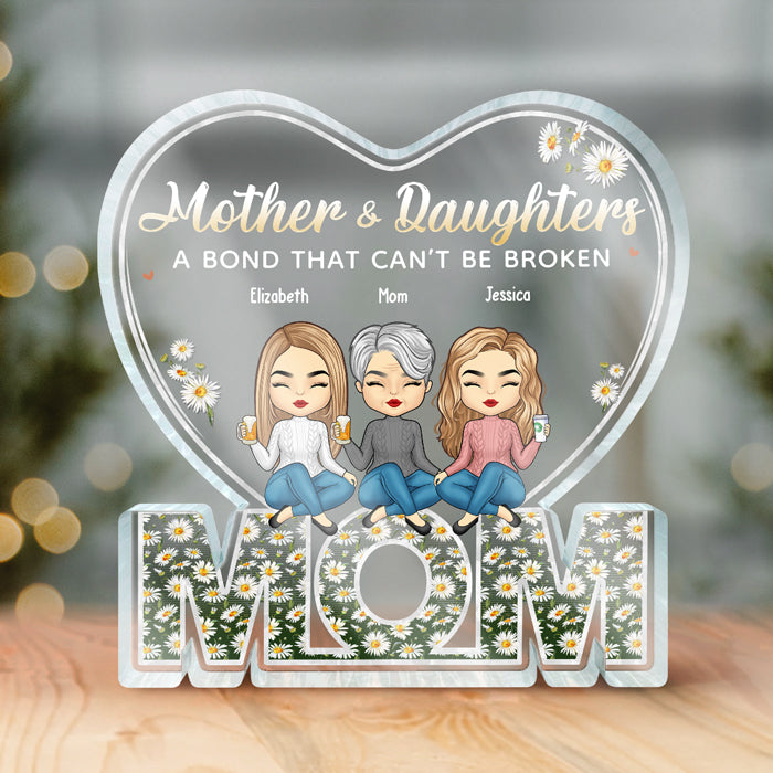 Nous sommes liés à jamais - Plaque acrylique personnalisée en forme de famille - Cadeau de fête des mères, d'anniversaire pour maman de la part de ses filles