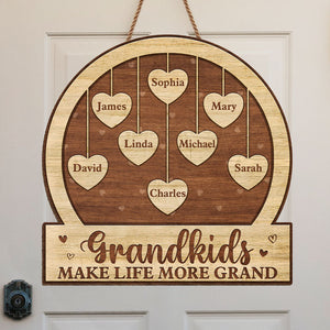 Les petits-enfants rendent la vie plus agréable – Panneau en bois personnalisé pour la décoration de la maison – Cadeau de pendaison de crémaillère pour grand-mère