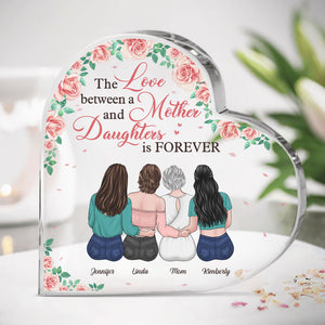 Un lien indéfectible, mère et filles - Plaque acrylique personnalisée en forme de cœur pour la famille - Cadeau d'anniversaire pour maman