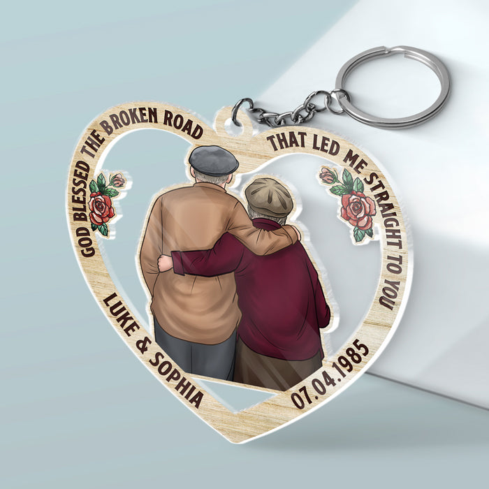 Depuis notre premier baiser - Porte-clés personnalisé en acrylique en forme de cœur pour couple - Cadeau pour mari et femme, anniversaire