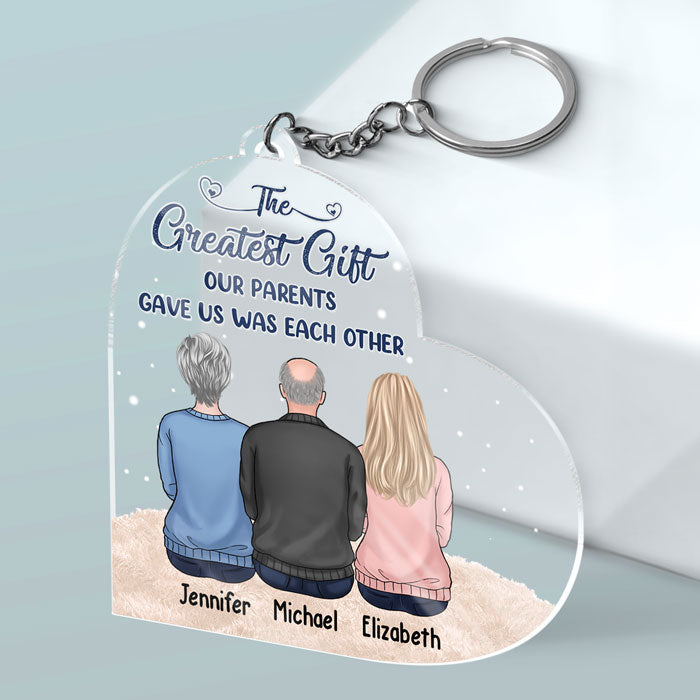 Le plus beau cadeau de nos parents - Porte-clés personnalisé en acrylique en forme de cœur - Cadeau pour les membres de la famille