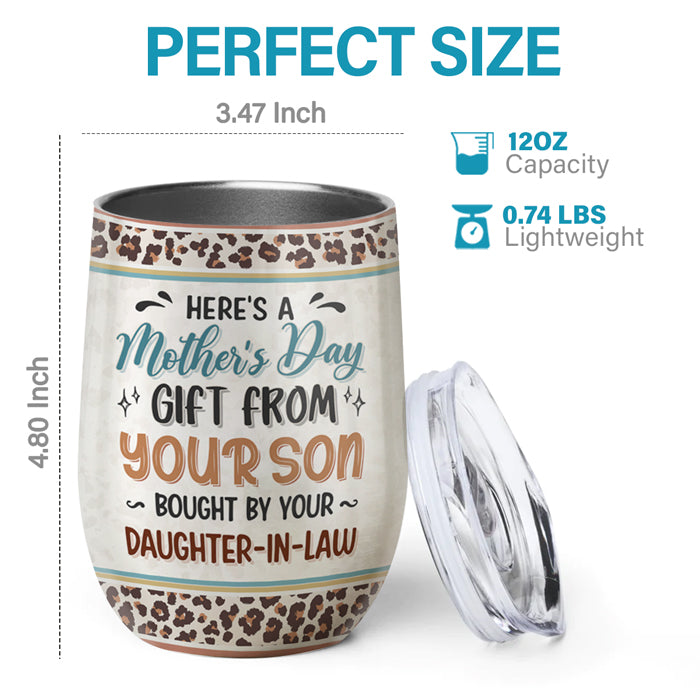 Voici un cadeau de fête des mères de notre part - Verre à vin personnalisé pour la famille - Cadeau de fête des mères, d'anniversaire pour maman 