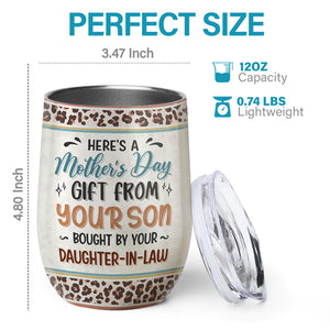 Voici un cadeau de fête des mères de notre part - Verre à vin personnalisé pour la famille - Cadeau de fête des mères, d'anniversaire pour maman 