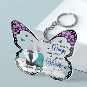 Tu es toujours dans mes pensées - Porte-clés personnalisé en acrylique en forme de papillon - Cadeau de condoléances, cadeau pour les membres de la famille