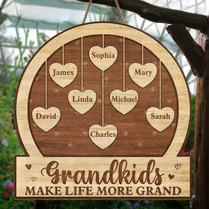 Les petits-enfants rendent la vie plus agréable – Panneau en bois personnalisé pour la décoration de la maison – Cadeau de pendaison de crémaillère pour grand-mère