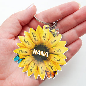 Meilleure grand-mère de tous les temps - Porte-clés personnalisé en acrylique en forme de fleur pour la famille - Cadeau d'anniversaire et de fête des mères pour grand-mère