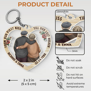Depuis notre premier baiser - Porte-clés personnalisé en acrylique en forme de cœur pour couple - Cadeau pour mari et femme, anniversaire