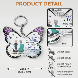 Tu es toujours dans mes pensées - Porte-clés personnalisé en acrylique en forme de papillon - Cadeau de condoléances, cadeau pour les membres de la famille
