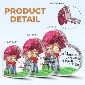 Je suis à toi, aucun retour ni remboursement - Plaque acrylique personnalisée en forme de cœur pour couple - Cadeau pour mari et femme, anniversaire