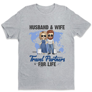 Partenaires de voyage pour la vie - Cadeau pour couple, mari et femme - T-shirt unisexe personnalisé
