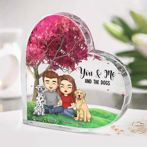Toi, moi et les bébés à fourrure - Plaque acrylique personnalisée en forme de cœur pour couple - Cadeau pour couples, propriétaires d'animaux, amoureux des animaux