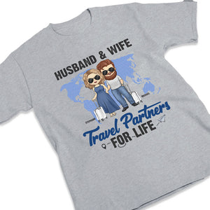 Partenaires de voyage pour la vie - Cadeau pour couple, mari et femme - T-shirt unisexe personnalisé