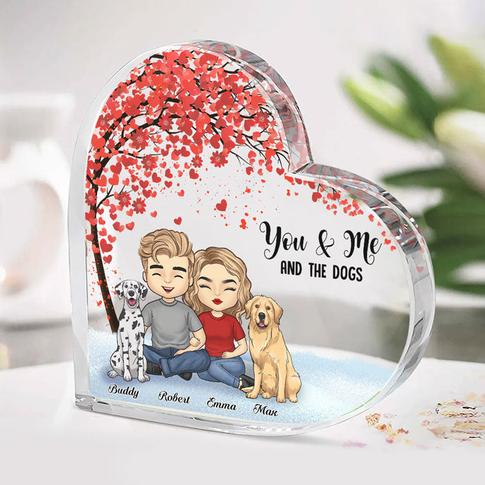 Toi, moi et les bébés à fourrure - Plaque acrylique personnalisée en forme de cœur pour couple - Cadeau pour couples, propriétaires d'animaux, amoureux des animaux