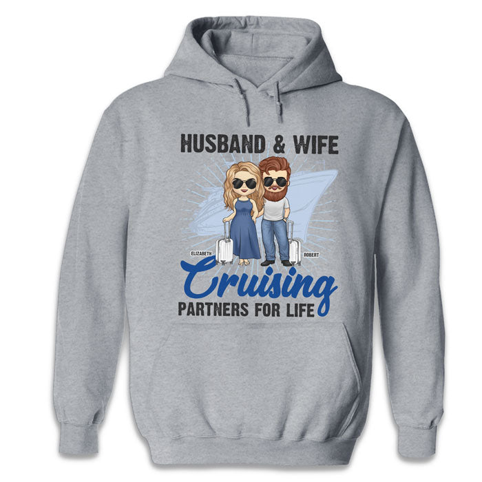 Mari et femme, partenaires de croisière pour la vie - Cadeau pour couples, mari et femme - Sweat à capuche unisexe personnalisé