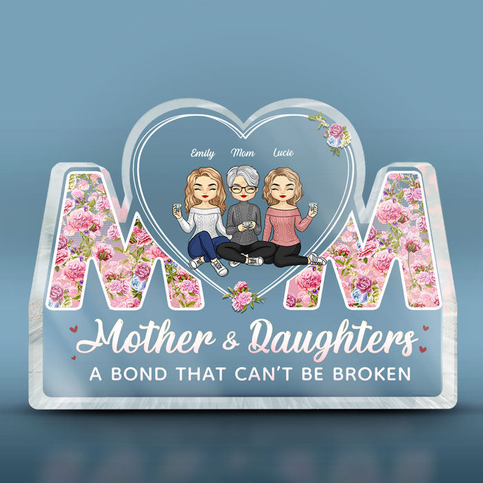 Tout ce que nous sommes, c'est grâce à toi, maman - Plaque acrylique personnalisée en forme de famille - Cadeau de fête des mères, d'anniversaire pour maman