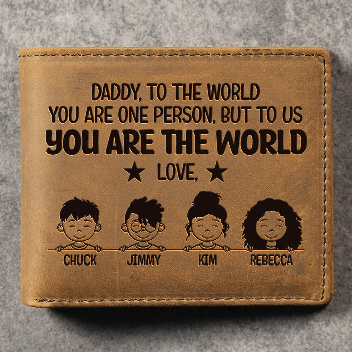 Pour nous, vous êtes le monde - Portefeuille à deux volets personnalisé - Cadeau pour papa, cadeau pour la fête des pères