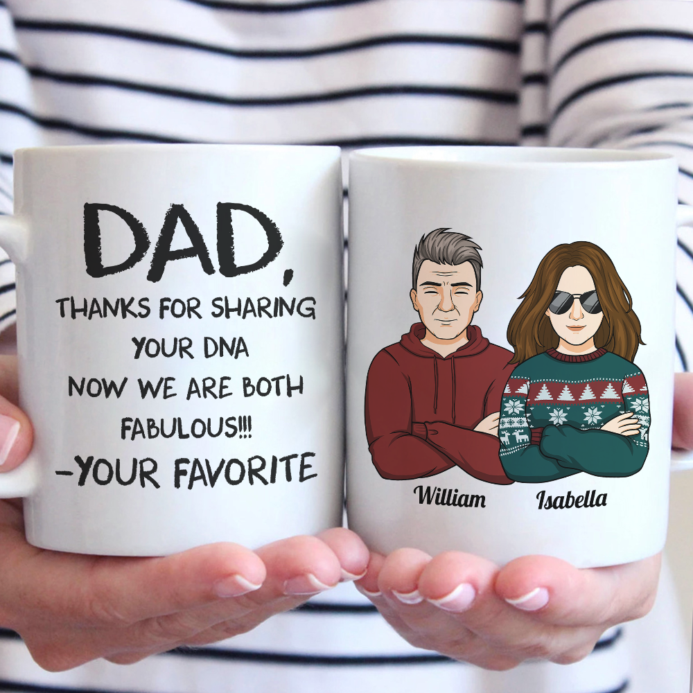 Papa, maman, merci d'avoir partagé ton ADN - Mug personnalisé pour la famille - Cadeau pour les membres de la famille