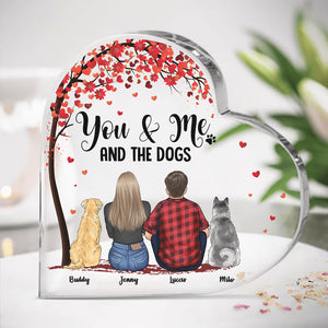 Toi, moi et ces enfants à fourrure - Plaque acrylique personnalisée en forme de cœur pour couple - Cadeau pour couples, propriétaires d'animaux, amoureux des animaux