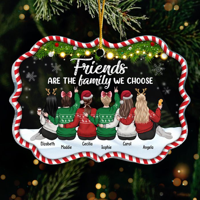 Les amis sont la famille que nous choisissons - Décoration de Noël personnalisée en acrylique en forme de Benelux - Cadeau pour meilleure amie, meilleure amie, sœur, cadeau d'anniversaire pour meilleure amie et amie, cadeau de Noël