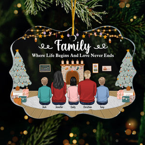 La vie de famille commence, l'amour ne finit jamais - Décoration de Noël personnalisée en acrylique en forme de Benelux - Cadeau pour la famille, cadeau de Noël
