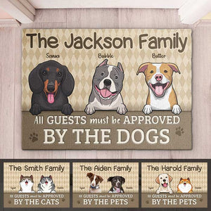 Tous les invités doivent être approuvés par les animaux - Tapis décoratif personnalisé - Télécharger une image, Cadeau pour les amoureux des animaux, Propriétaires d'animaux, Cadeau pour animaux